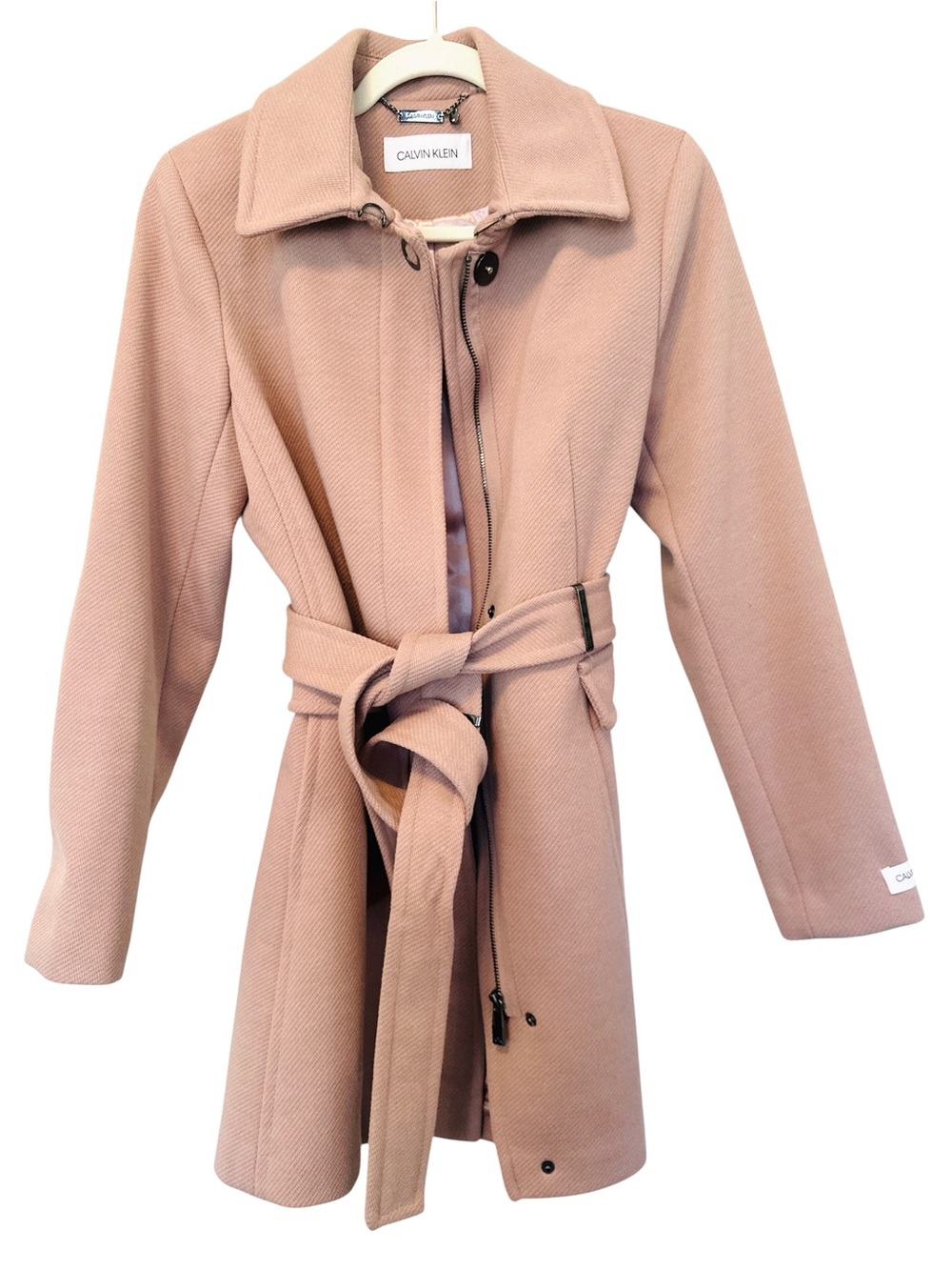 Calvin Klein Blush Pink Belted Trench Coat